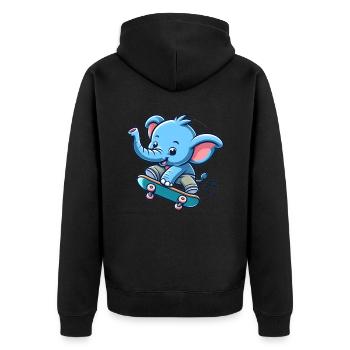 Cute Skater Elephant - Unisex Premium Organic Zip Hoodie - black - Back - Nico (187cm)