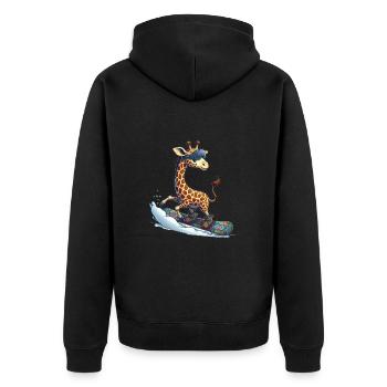 Cute Snowboarder Giraffe - Unisex Premium Bio Zip Hoodie - Schwarz - Hinten - Nico (187cm)