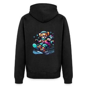Cute Snowboarder Dog - Unisex Premium Bio Zip Hoodie - Schwarz - Hinten - Nico (187cm)