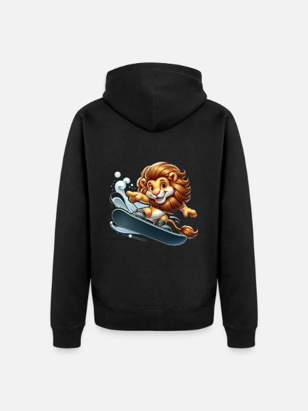 Cute Snowboarder Lion - Unisex Premium Bio Zip Hoodie - Schwarz