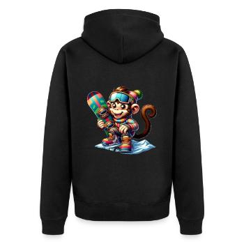 Singe snowboarder mignon - Veste à capuche bio Premium Unisexe - noir - Dos - Nico (187cm)