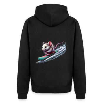 Souris snowboarder mignonne - Veste à capuche bio Premium Unisexe - noir - Dos - Nico (187cm)