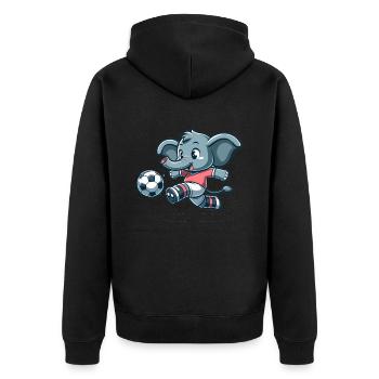 Cute Soccer Player Elephant - Unisex Premium Organic Zip Hoodie - black - Back - Nico (187cm)