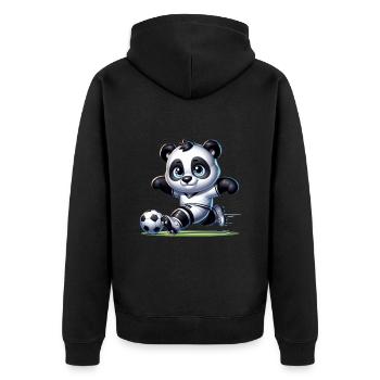 Cute Soccer Player Panda - Unisex Premium Bio Zip Hoodie - Schwarz - Hinten - Nico (187cm)