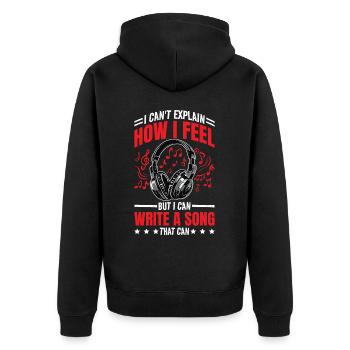 Ne peut pas expliquer ses sentiments, mais peut écrire une chanson 2 - Veste à capuche bio Premium Unisexe - noir - Dos - Nico (187cm)