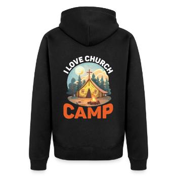 I Love Church Camp 2 - Unisex Premium Bio Zip Hoodie - Schwarz - Hinten - Nico (187cm)