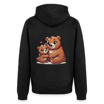 Loving Bear Parent with Child - Unisex Premium Organic Zip Hoodie - black - Back - Nico (187cm)