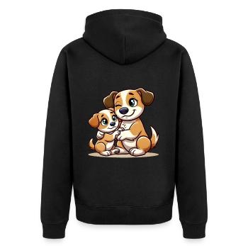 Chien aimant Parent avec enfant - Veste à capuche bio Premium Unisexe - noir - Dos - Nico (187cm)