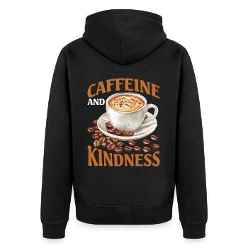 Caffeine And Kindness 5 - Unisex Premium Organic Zip Hoodie - black - Back - Nico (187cm)