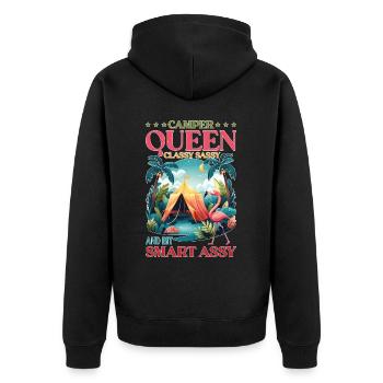 Camper Queen Classy Sassy And Bit Smart Assy - Unisex Premium Organic Zip Hoodie - black - Back - Nico (187cm)