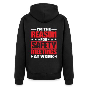 Je suis la raison des réunions de sécurité au travail 2 - Veste à capuche bio Premium Unisexe - noir - Dos - Nico (187cm)