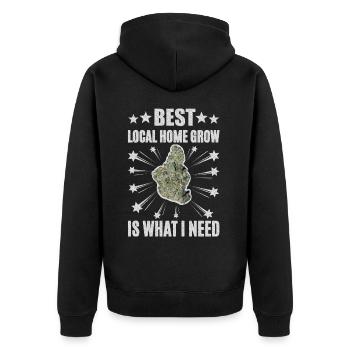 Kiffer Home Grow - Unisex Premium Bio Zip Hoodie - Schwarz - Hinten - Nico (187cm)