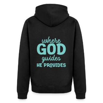 Where God Guides He Provides 6 - Unisex Premium Bio Zip Hoodie - Schwarz - Hinten - Nico (187cm)