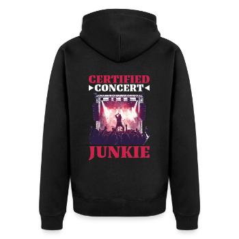 Certified Concert Junkie 13 - Unisex Premium Bio Zip Hoodie - Schwarz - Hinten - Nico (187cm)