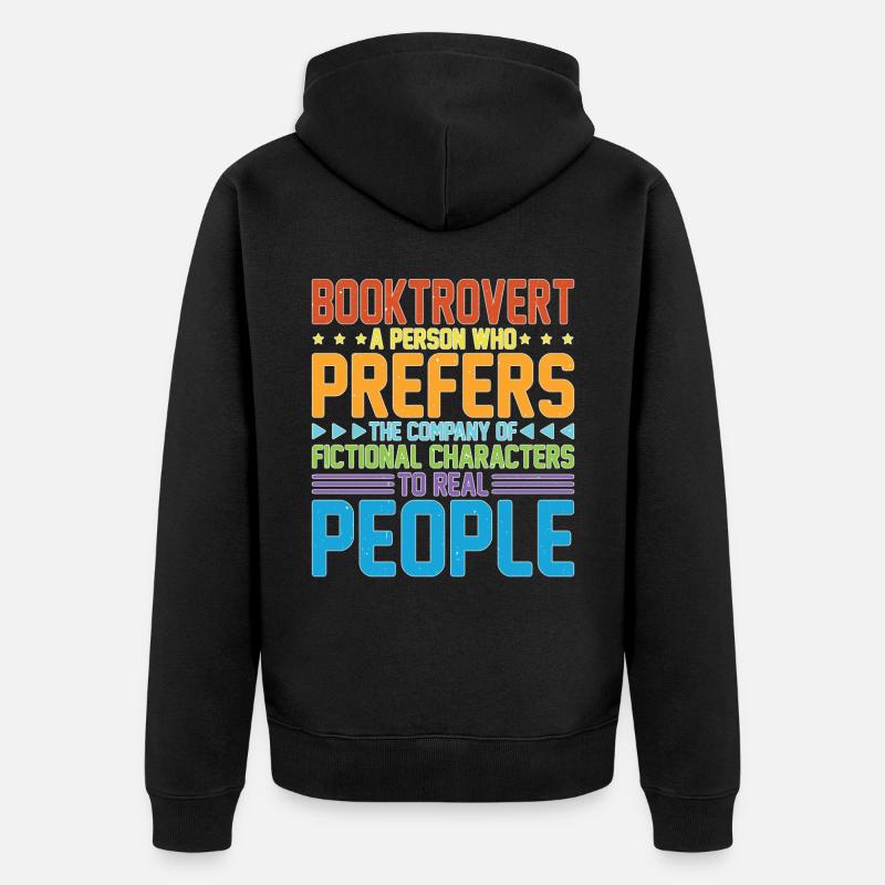 Booktrovert Definition Description 30 - Unisex Premium Bio Zip Hoodie - Schwarz