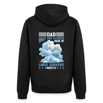 What Are Clouds Made Of, Linux Servers Mostly 39 - Unisex Premium Bio Zip Hoodie - Schwarz - Hinten - Nico (187cm)