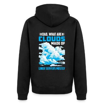 What Are Clouds Made Of, Linux Servers Mostly 40 - Unisex Premium Bio Zip Hoodie - Schwarz - Hinten - Nico (187cm)