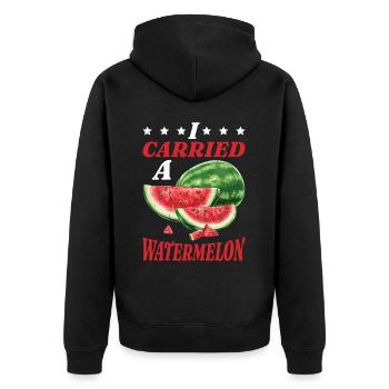 I Carried A Watermelon 36 - Unisex Premium Bio Zip Hoodie - Schwarz - Hinten - Nico (187cm)