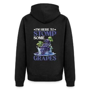 I'm Here To Stomp Some Grapes 21 - Unisex Premium Bio Zip Hoodie - Schwarz - Hinten - Nico (187cm)