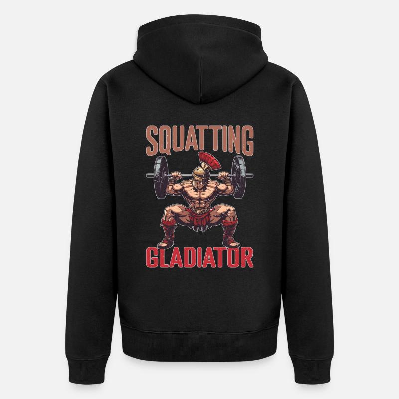 Squatting Gladiator 8 - Unisex Premium Bio Zip Hoodie - Schwarz