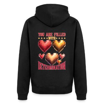 You Are Filled With Determination 14 - Unisex Premium Bio Zip Hoodie - Schwarz - Hinten - Nico (187cm)