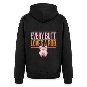 Every Butt Loves A Rub 4 - Unisex Premium Bio Zip Hoodie - Schwarz - Hinten - Nico (187cm)