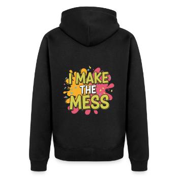 I Make The Mess 4 - Unisex Premium Bio Zip Hoodie - Schwarz - Hinten - Nico (187cm)