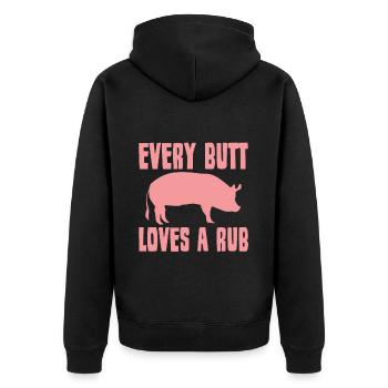 Every Butt Loves A Rub 2 - Unisex Premium Bio Zip Hoodie - Schwarz - Hinten - Nico (187cm)