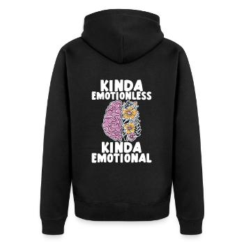 Kinda Emotionless Kinda Emotional 3 - Unisex Premium Bio Zip Hoodie - Schwarz - Hinten - Nico (187cm)