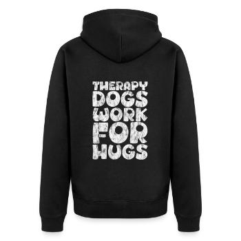 Therapy Dogs Work For Hugs 5 - Unisex Premium Bio Zip Hoodie - Schwarz - Hinten - Nico (187cm)