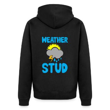 Weather Stud 2 - Unisex Premium Bio Zip Hoodie - Schwarz - Hinten - Nico (187cm)