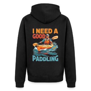I Need A Good Paddling - Unisex Premium Bio Zip Hoodie - Schwarz - Hinten - Nico (187cm)
