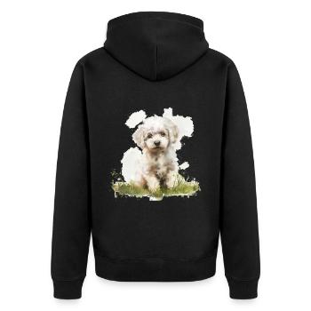 Cute Puppy Poodle Watercolor - Unisex Premium Bio Zip Hoodie - Schwarz - Hinten - Nico (187cm)