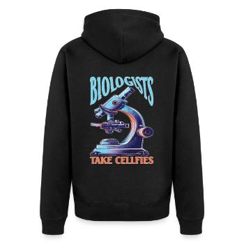 Biologists Take Cellfies - Unisex Premium Bio Zip Hoodie - Schwarz - Hinten - Nico (187cm)