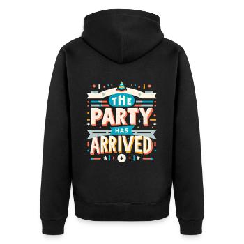 The Party Has Arrived 13 - Unisex Premium Bio Zip Hoodie - Schwarz - Hinten - Nico (187cm)