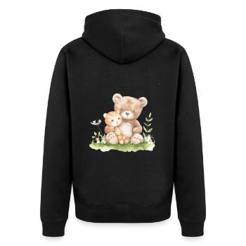 Cute Bear And Cat Friends - Unisex Premium Bio Zip Hoodie - Schwarz - Hinten - Nico (187cm)