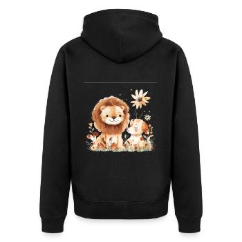 Cute Lion And Dog Friends - Unisex Premium Bio Zip Hoodie - Schwarz - Hinten - Nico (187cm)