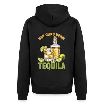 Hot Girls Drink Tequila 2 - Unisex Premium Bio Zip Hoodie - Schwarz - Hinten - Nico (187cm)