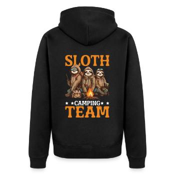 Sloth Camping Team 2 - Unisex Premium Bio Zip Hoodie - Schwarz - Hinten - Nico (187cm)