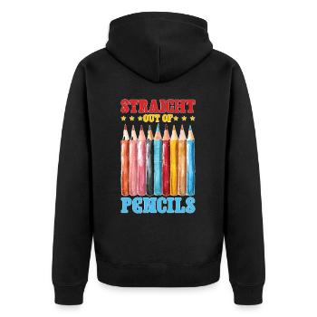 Straight Out Of Pencils 2 - Unisex Premium Bio Zip Hoodie - Schwarz - Hinten - Nico (187cm)