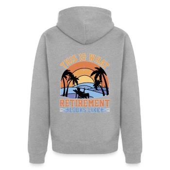 This Is What Retirement Looks Like 5 - Unisex Premium Bio Zip Hoodie - Grau meliert - Hinten - Nico (187cm)