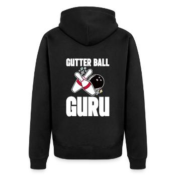 Gutter Ball Guru 4 - Unisex Premium Bio Zip Hoodie - Schwarz - Hinten - Nico (187cm)