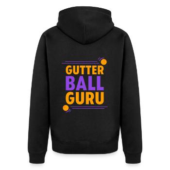 Gutter Ball Guru 3 - Unisex Premium Bio Zip Hoodie - Schwarz - Hinten - Nico (187cm)