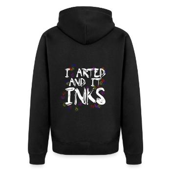 I Arted And It Inks 4 - Unisex Premium Bio Zip Hoodie - Schwarz - Hinten - Nico (187cm)