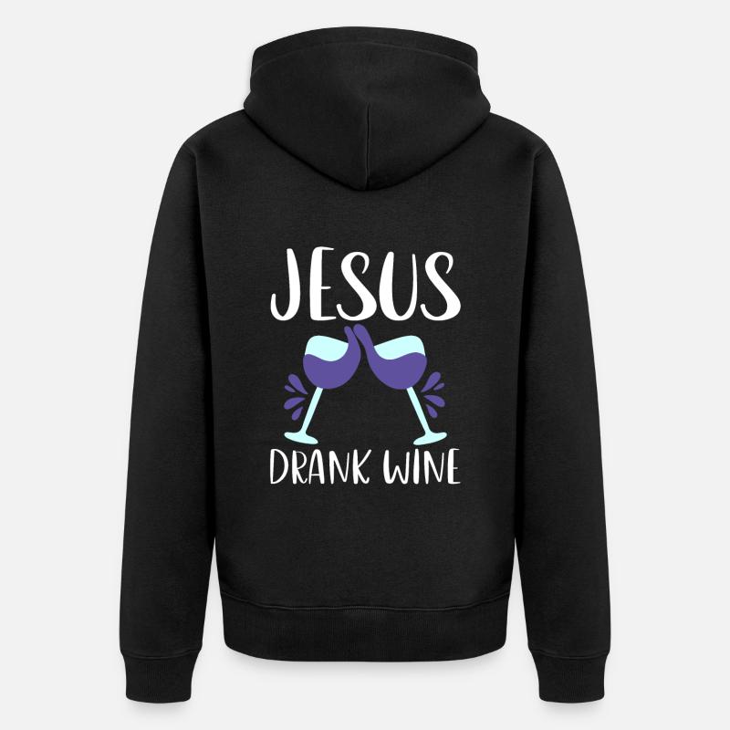 Jesus Drank Wine 4 - Unisex Premium Bio Zip Hoodie - Schwarz