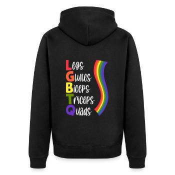 Legs Glutes Biceps Triceps Quads - Unisex Premium Bio Zip Hoodie - Schwarz - Hinten - Nico (187cm)