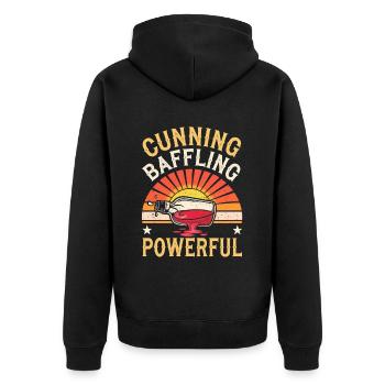 Cunning Baffling Powerful 4 - Unisex Premium Bio Zip Hoodie - Schwarz - Hinten - Nico (187cm)
