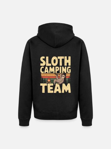 Sloth Camping Team 6 - Unisex Premium Bio Zip Hoodie - Schwarz
