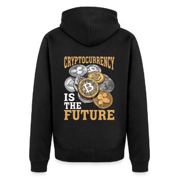 Cryptocurrency Is The Future 2 - Unisex Premium Bio Zip Hoodie - Schwarz - Hinten - Nico (187cm)
