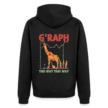 G'Raph This Way That Way - Unisex Premium Bio Zip Hoodie - Schwarz - Hinten - Nico (187cm)
